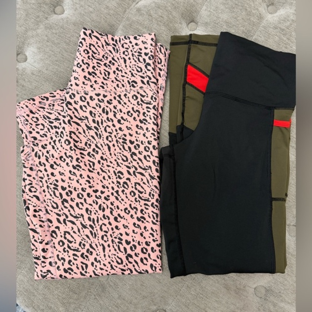 DYI Definite Your Inspiration Leggings Bundle Lot Pink Leopard Cropped Large